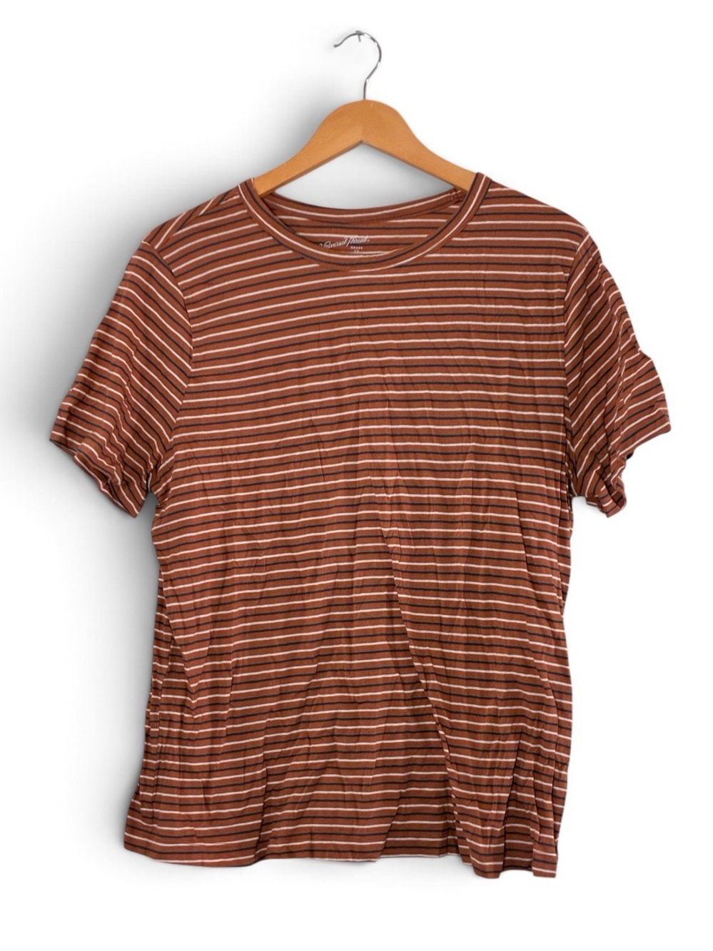 Universal Thread | Brown striped crewneck short sleeve cotton t-shirt size XL